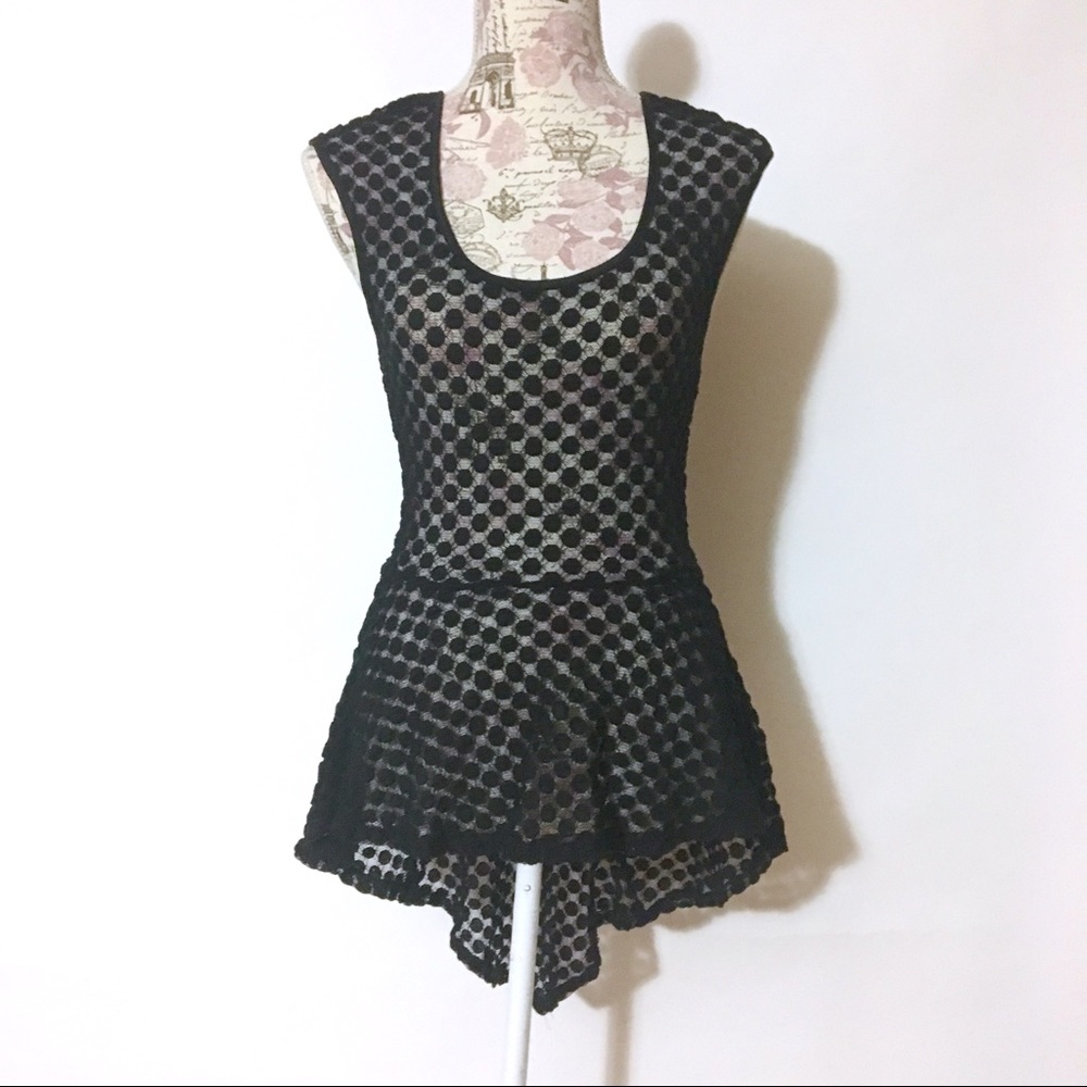 Embroidered Lace Peplum Top